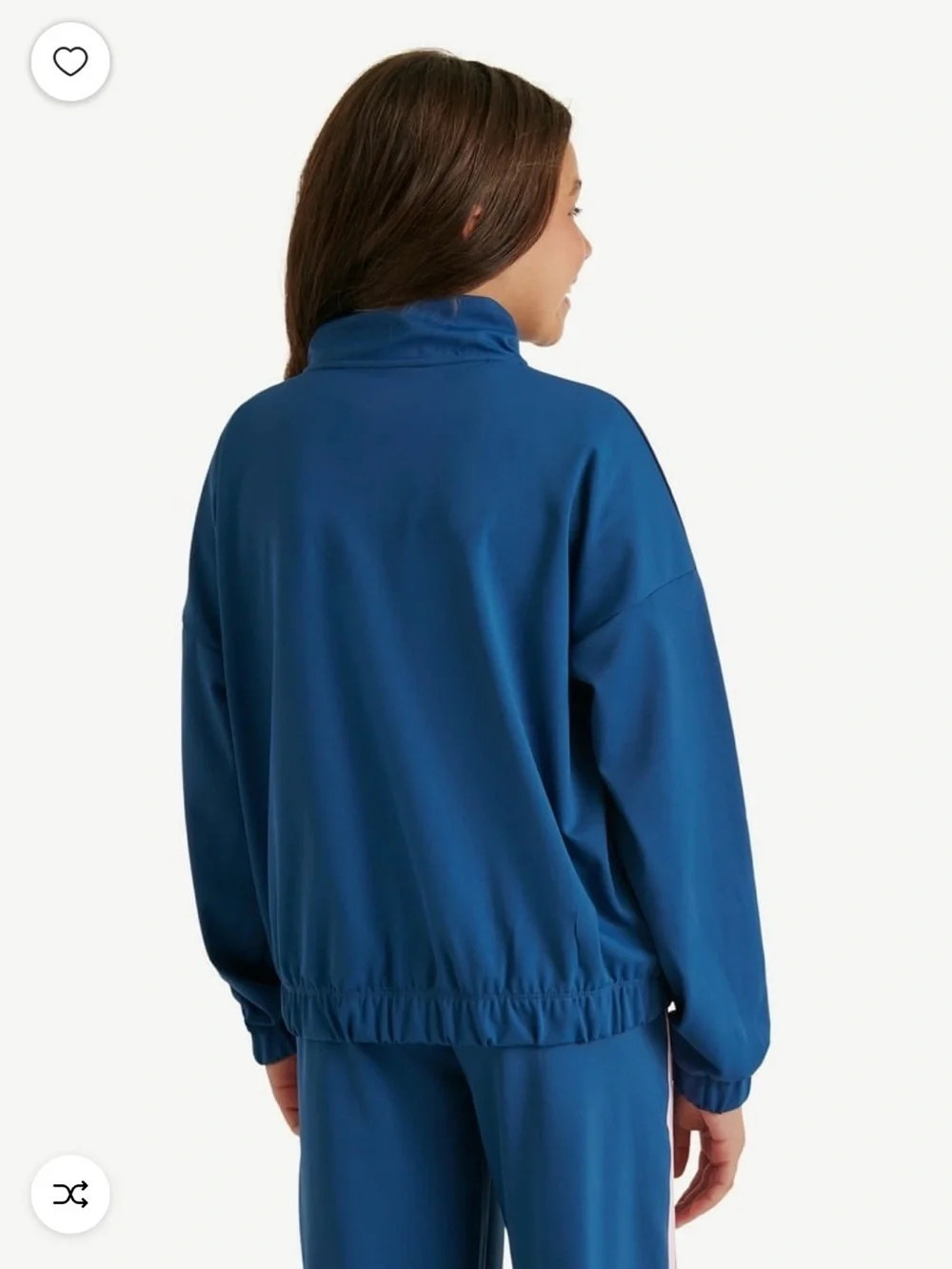 Justice Blue Half-Zip Track Jacket with Pink Stripes